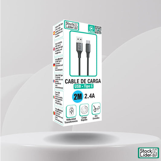 🔌 Cable de Carga Rápida USB – Tipo C (2 Metros)