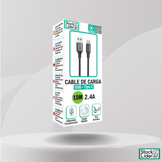 🔌 Cable de Carga Rápida USB – Tipo C (1,5 m)
