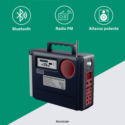 ☀️ Batería Portátil Solar StockLíder SL10720 – Energía, Luz y Música en Cualquier Lugar